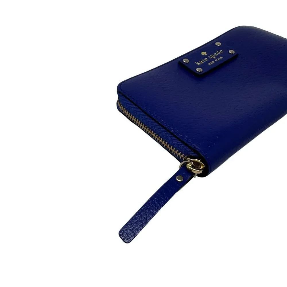 Kate Spade Neda WLRU1153 Continental Wallet Holiday Blue Leather Zip Womens